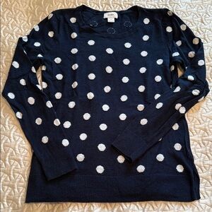 Od Navy Crew Pullover White Polka Dot Sweater